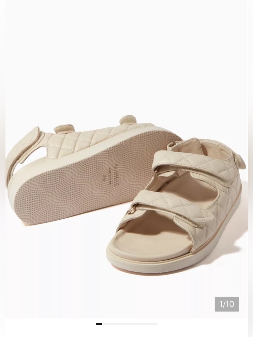 ALOHAS Quilted Cream Chunky Strap Sandals